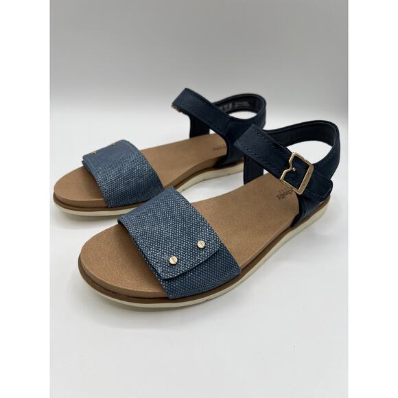 DR. SCHOLLS NICELY SUN ANKLE STRAP SANDALS OXIDE BLUE FAUX LEATHER WOMENS 9M - Picture 2 of 8